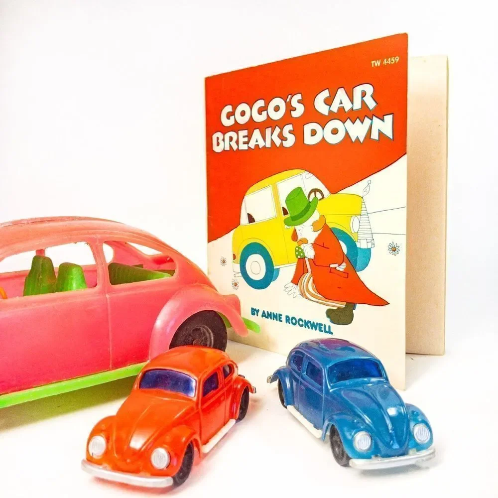 Vintage VW Toy Bundle Plastic Cars & Book